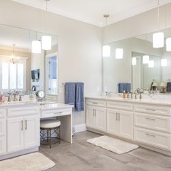 New cabinets and countertops in bathroom
