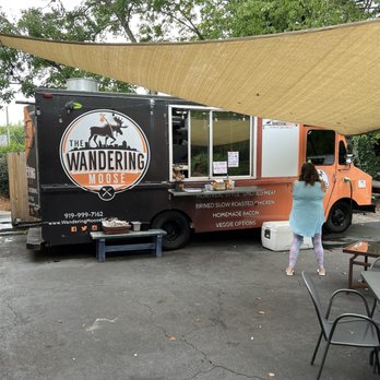 The Wandering Moose - 9/28/2025-outdoor dining area and food truck - Food Trucks Near Me - Raleigh, North Carolina The Wandering Moose - 9/28/2025-outdoor dining area and food truck - Food Trucks Near Me - Raleigh, North Carolina