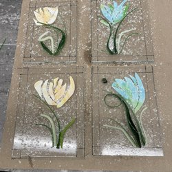 Joanie Schwartz Glass - Pre-kiln glass for lantern.