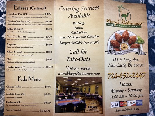 Menu photo 2 Mary's Restaurant New Castle, PA Menu photo 2 Mary's Restaurant New Castle, PA