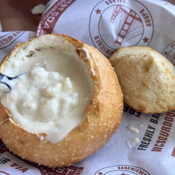 West Coast Sourdough - Clam Chowder - Daily (Bread Bowl) - Salad Near Me - Ontario, California West Coast Sourdough - Clam Chowder - Daily (Bread Bowl) - Salad Near Me - Ontario, California