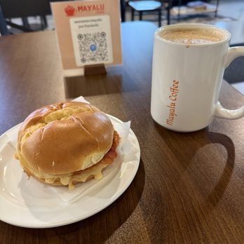 Mayalu Coffee - Spicy Chai Latte with the Savory Sunrise sandwich - Coffee & Tea Near Me - Des Moines, Iowa