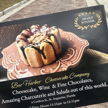 Bar Harbor Cheesecake - Their card - Desserts Near Me - St Augustine, Florida