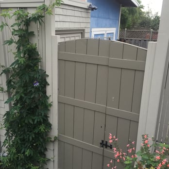 RSC Landscape - I had my heart set one something viney growing over the gate, so Robert built this simple, budget-friendly trellis. - Landscaping Near Me