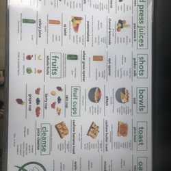 Greener Grass Juicery - Menu