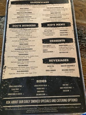 Menu photo 2 Doc’s BBQ & Whiskey Prescott, AZ Menu photo 2 Doc’s BBQ & Whiskey Prescott, AZ
