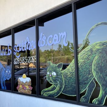 Biscuit Head - Exterior window art - Breakfast & Brunch Near Me - Asheville, North Carolina