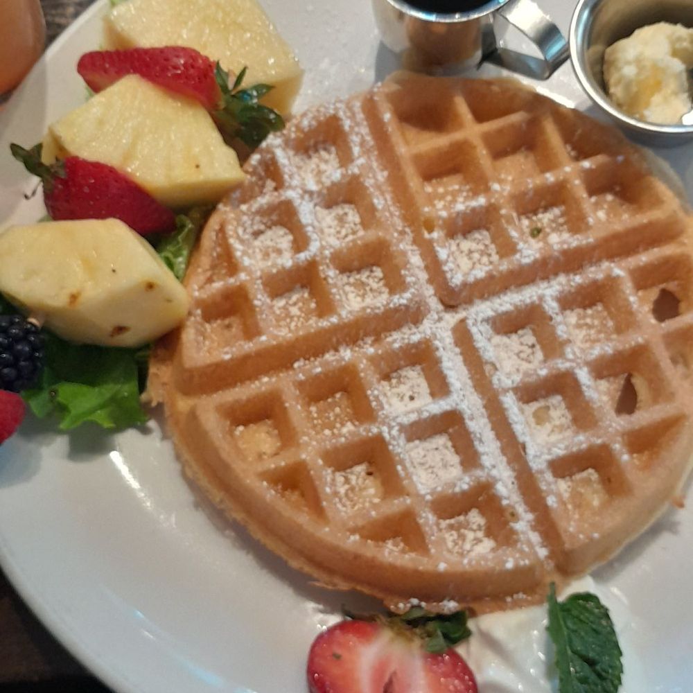 Eggstasy - My plate! I absolutely love pineapples and eat them often so it was a sweet treat to have a kabob - Breakfast & Brunch Near Me - Chandler, Arizona