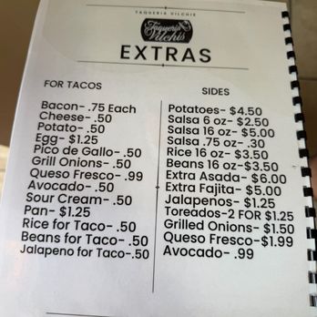 Taqueria Vilchis 2 - Menu 4 of 4 - Mexican Near Me - Magnolia, Texas