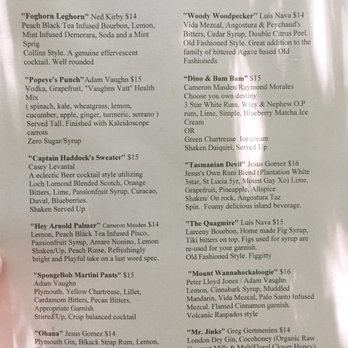 The Raymond 1886 - Cocktail menu - New American Near Me - Pasadena, California