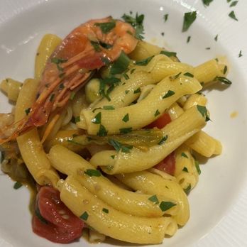 Antiche Mura - First course- Pasta with zucchini and prawns - Mediterranean Near Me - Polignano A Mare, BA