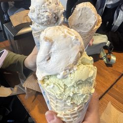 Big Dipper Ice Cream - Matcha (bottom) pecan pie (top)