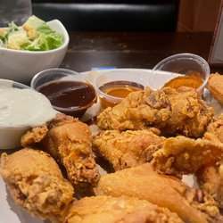 Old Dominion Brewhouse - Fried Chicken Wings and Ceaser Salad