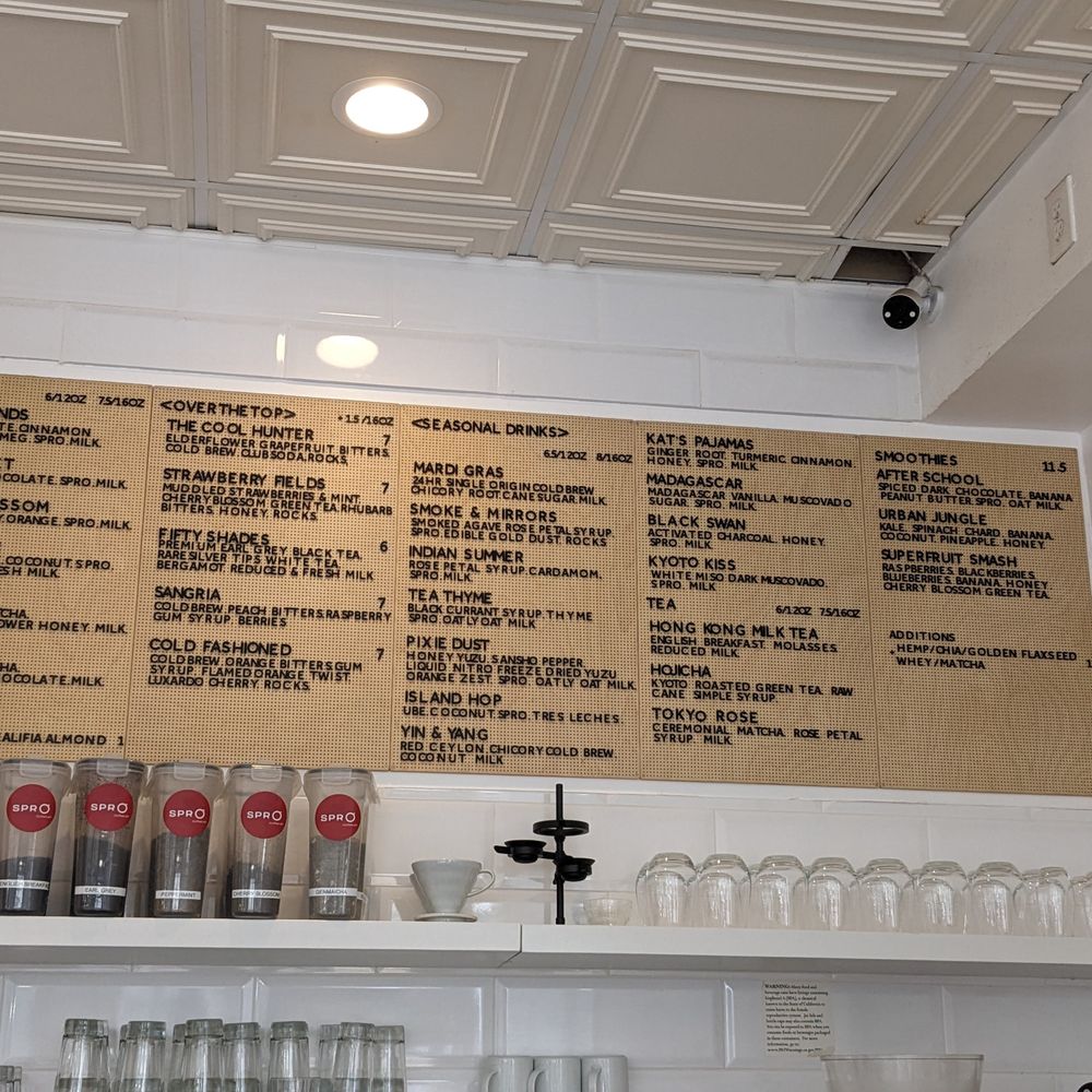 SPRO Coffee Lab - Drinks menu - Coffee & Tea Near Me - San Francisco, California SPRO Coffee Lab - Drinks menu - Coffee & Tea Near Me - San Francisco, California