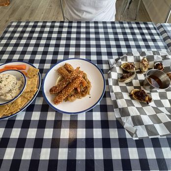 Fish Hawk Oyster Bar - Crab or fish dip still not sure, fried shrimp and local fresh oysters. - Burgers Near Me - Irvington, Virginia