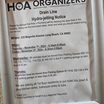 HOA Organizers - This notice is posted only in certain areas. No email or text sent to residents. Some residents travel for vacation or personal. - Property Management Near Me - Winnetka, California