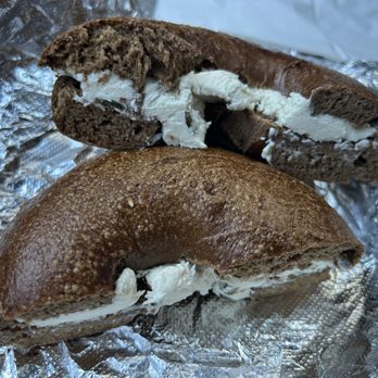 The Bagel Joint - Pumpernickel bagel toasted with jalapeño cream cheese. Dense, rich bagels, good portion. - Breakfast & Brunch Near Me - Bristol, Pennsylvania