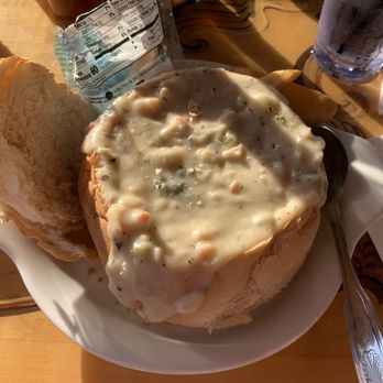 Great American Fish Company - Clam chowder in a bread bowl - Seafood Near Me - Morro Bay, California Great American Fish Company - Clam chowder in a bread bowl - Seafood Near Me - Morro Bay, California