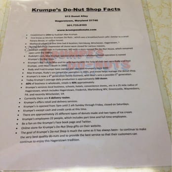 Krumpe's DO-Nut Shop - Krumpe's DO-Nut Shop Facts - Bakeries Near Me - Hagerstown, Maryland