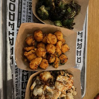 The Polite Pig - Side trio of Brussels sprouts, tots without cheese and bbq cauliflower without cheese. - Barbeque Near Me - Orlando, Florida The Polite Pig - Side trio of Brussels sprouts, tots without cheese and bbq cauliflower without cheese. - Barbeque Near Me - Orlando, Florida