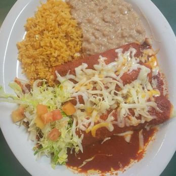 Laredo's Bakery & Restaurant - Red Enchiladas with refried beans and rice. Just like mom and grandma would've made it 3 - Mexican Near Me - Tularosa, New Mexico
