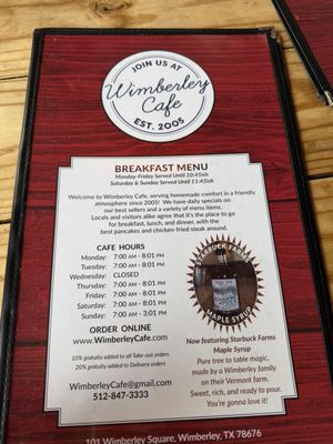Menu photo 2 Wimberley Cafe Wimberley, TX