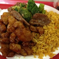 Orange chicken with beef&broccolli