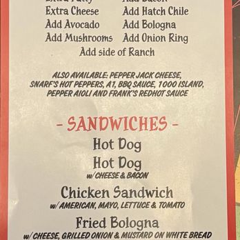 Snarfburger - Menu - Burgers Near Me - Denver, Colorado
