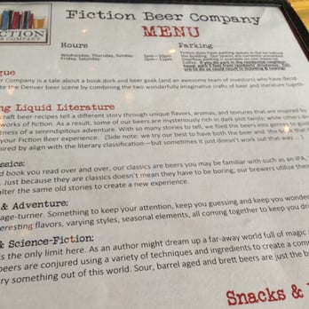 Fiction Beer Company - An awesome beer menu - Breweries Near Me - Denver, Colorado Fiction Beer Company - An awesome beer menu - Breweries Near Me - Denver, Colorado