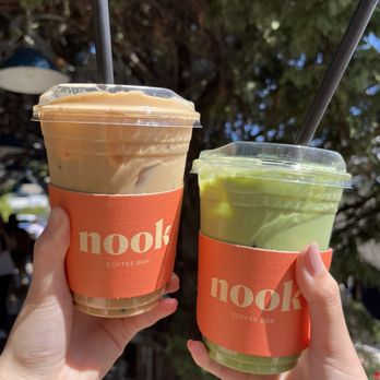 Nook Coffee Bar - Honey lavender latte and matcha latte - Coffee & Tea Near Me - Costa Mesa, California