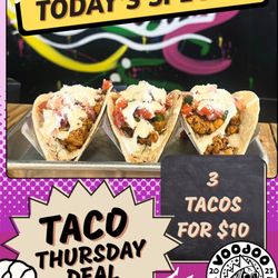 Thursday Special: 3 tacos (mix & match) $10