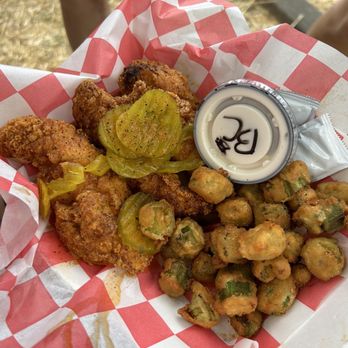 Lilly's Hot Chicken - Tenders (mild) & fried okra - Chicken Shop Near Me - Nashville, Tennessee Lilly's Hot Chicken - Tenders (mild) & fried okra - Chicken Shop Near Me - Nashville, Tennessee