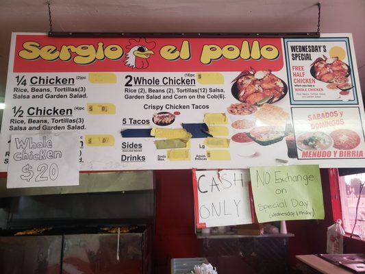 Menu photo 1 Sergio El Pollo Feliz Phoenix, AZ