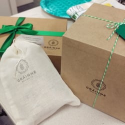 Gráinne Baking - Packaging! (brownies in the back, shortbread buttons in the bag, and granola bars to the right)