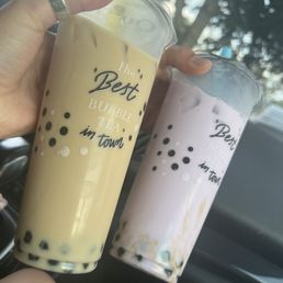 Lavender and taro milk teas! Lavender and taro milk teas!
