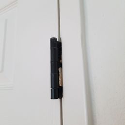 Shims left sticking out. This is sloppy. I am neither pleased with his work nor his unprofessional attitude.