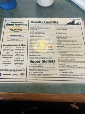 Menu photo 2 Richards Restaurant Marion, IN