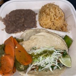 Carne asada tacos beans rice