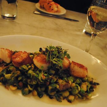 Neptune Oyster - Delicious scallops and a glass of white - Seafood Near Me - Boston, Massachusetts