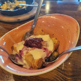 Lucille's - Croissant Breadpudding w/Bourbon Hard Sauce and Berry Compote - New American Near Me - Houston, Texas
