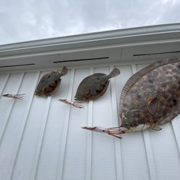a group of floundies hanging on the side of a building