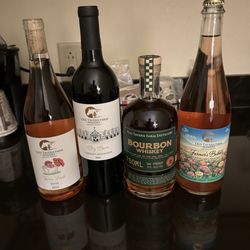 Old Tavern Farm Winery - From L to R. Rose, Cabernet Sauvignon, Bourbon (First Single Barrel offering), Farmer's Bubbly(Sparkling Rose)
