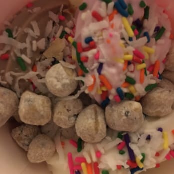 Yogurt Heaven II - Strawberry, coconut & cookies and cream with sprinkles, cookie dough and coconut flakes - Ice Cream & Frozen Yogurt Near Me - San Diego, California Yogurt Heaven II - Strawberry, coconut & cookies and cream with sprinkles, cookie dough and coconut flakes - Ice Cream & Frozen Yogurt Near Me - San Diego, California
