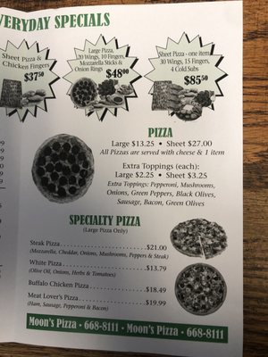 Menu photo 4 Moon's Pizza Depew, NY