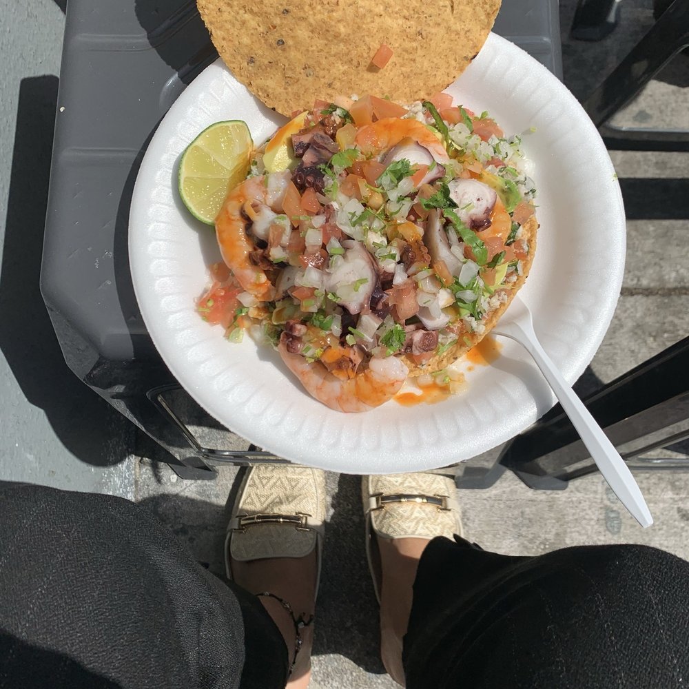 Mariscos Jalisco - Ceviche tostada mixta - a bit fishy for me - Seafood Near Me - Los Angeles, California