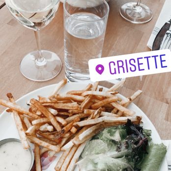 Grisette - Top: Rabbit Pappardelle. Bottom: Steak frites. Wine was recommended by our server. Food is amazing! - French Near Me - Richmond, Virginia Grisette - Top: Rabbit Pappardelle. Bottom: Steak frites. Wine was recommended by our server. Food is amazing! - French Near Me - Richmond, Virginia
