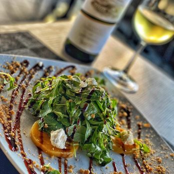 Beeside Balcony - Golden beets salad with arugula and the Chef's honey infused goat cheese - Mediterranean Near Me - Del Mar, California