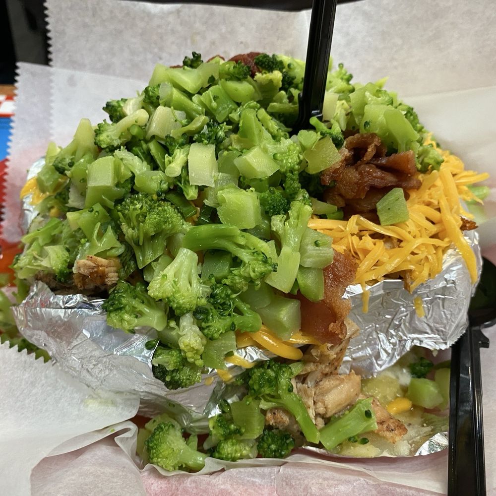 The Burger Barn Rosenberg - Chicken baked potato added broccoli - Burgers Near Me - Rosenberg, Texas