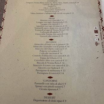 Nonna Betta - Menu - Roman Near Me - Rome, RM Nonna Betta - Menu - Roman Near Me - Rome, RM