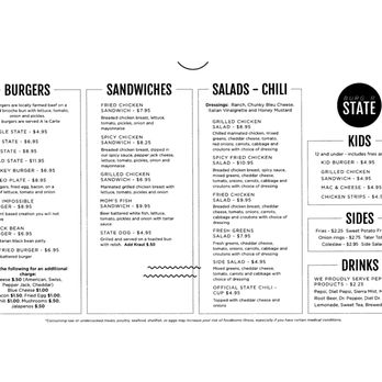 Burger State - Current Menu - Burgers Near Me - Kansas City, Missouri